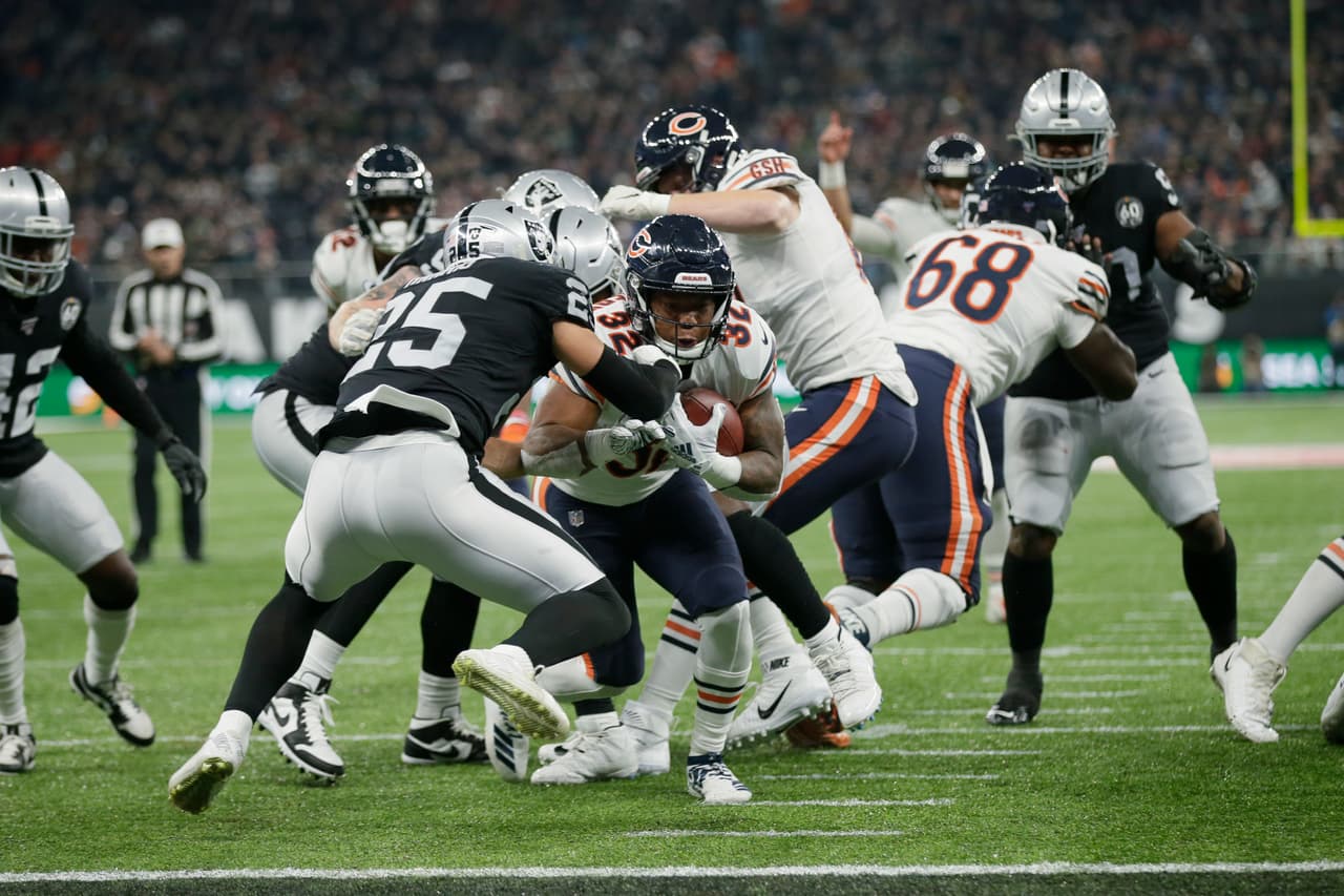 Los Raiders vencieron 24-21 a los Chicago Bears, en el estadio del Tottenham en Londres, y se ponen 3-2 en la temporada.