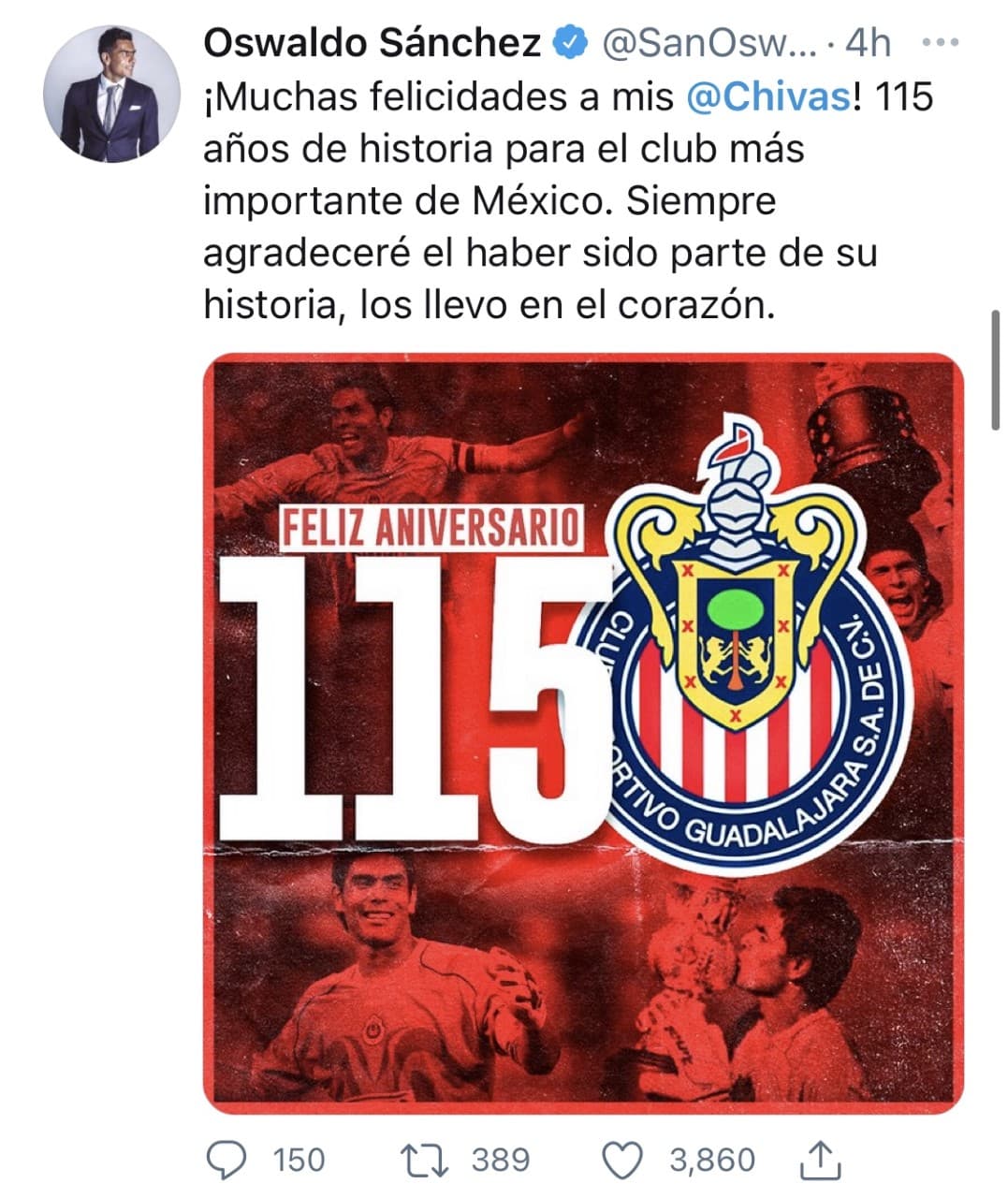 Llueven felicitaciones a Chivas por su cumpleaños número 115.
