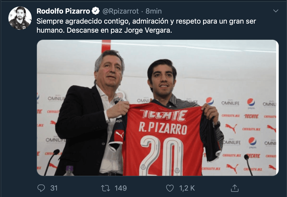 Clubes y jugadores lamentan profundamente el sensible fallecimiento de Jorge Vergara Madrigal.