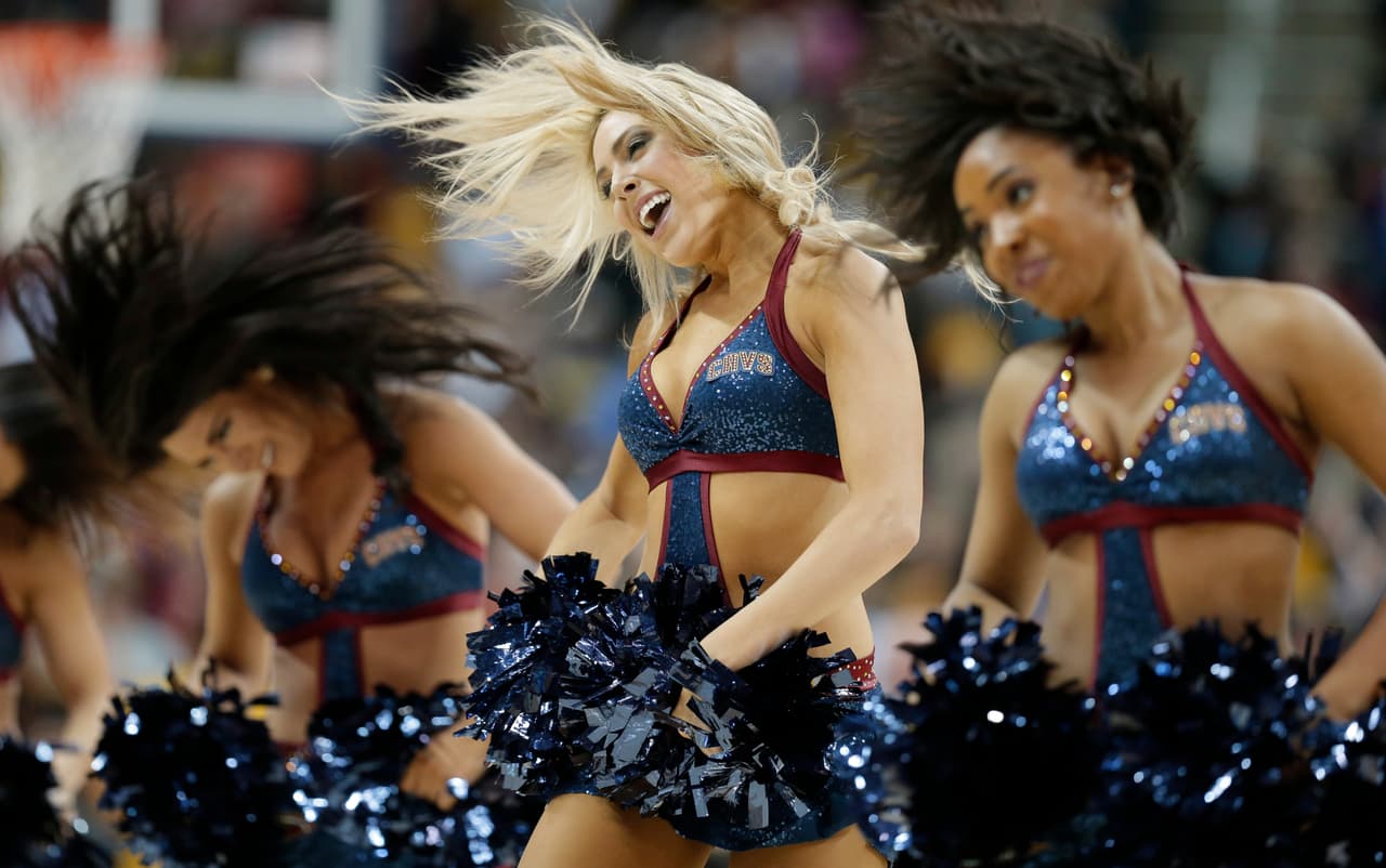 Cleveland Cavaliers cheerleaders perform in the second half of an NBA basketball game between the New Orleans Pelicans and the Cleveland Cavaliers, Saturday, Feb. 6, 2016, in Cleveland. (AP Photo/Tony Dejak)