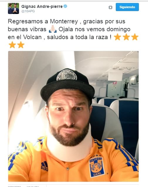 Tras abandonar el hospital, Gignac se muestra esperanzado en jugar la final de vuelta