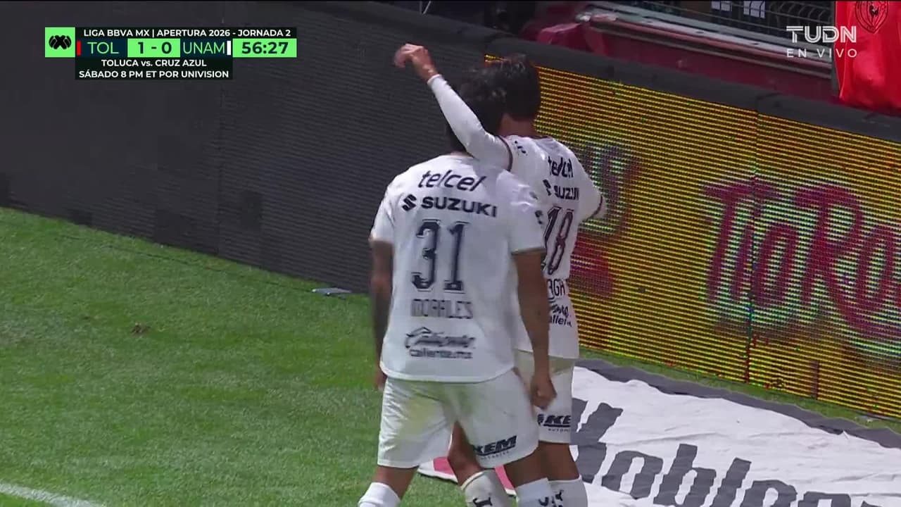 ¡GOL!  anota para Pumas UNAM. Víctor Arteaga