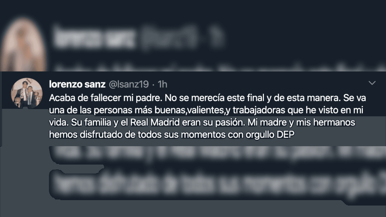 El madridismo reacciona y otorga sus condolencias a Lorenzo Sanz, quien falleció con 76 años a causa del coronavirus.