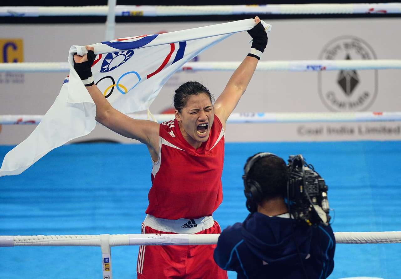 Chen Nien-Chin de Taiwán durante la final en categoría de 69kg en el Mundial Femenino de Boxeo de la AIBA en 2018.