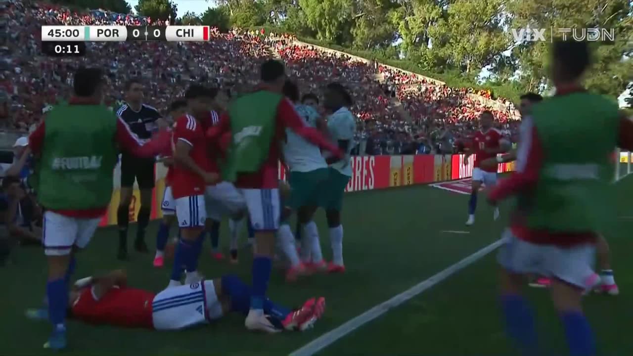 ¡SE PUDRIÓ TODO! Chile y Portugal se agarran a golpes y roja directa para Leao y Román