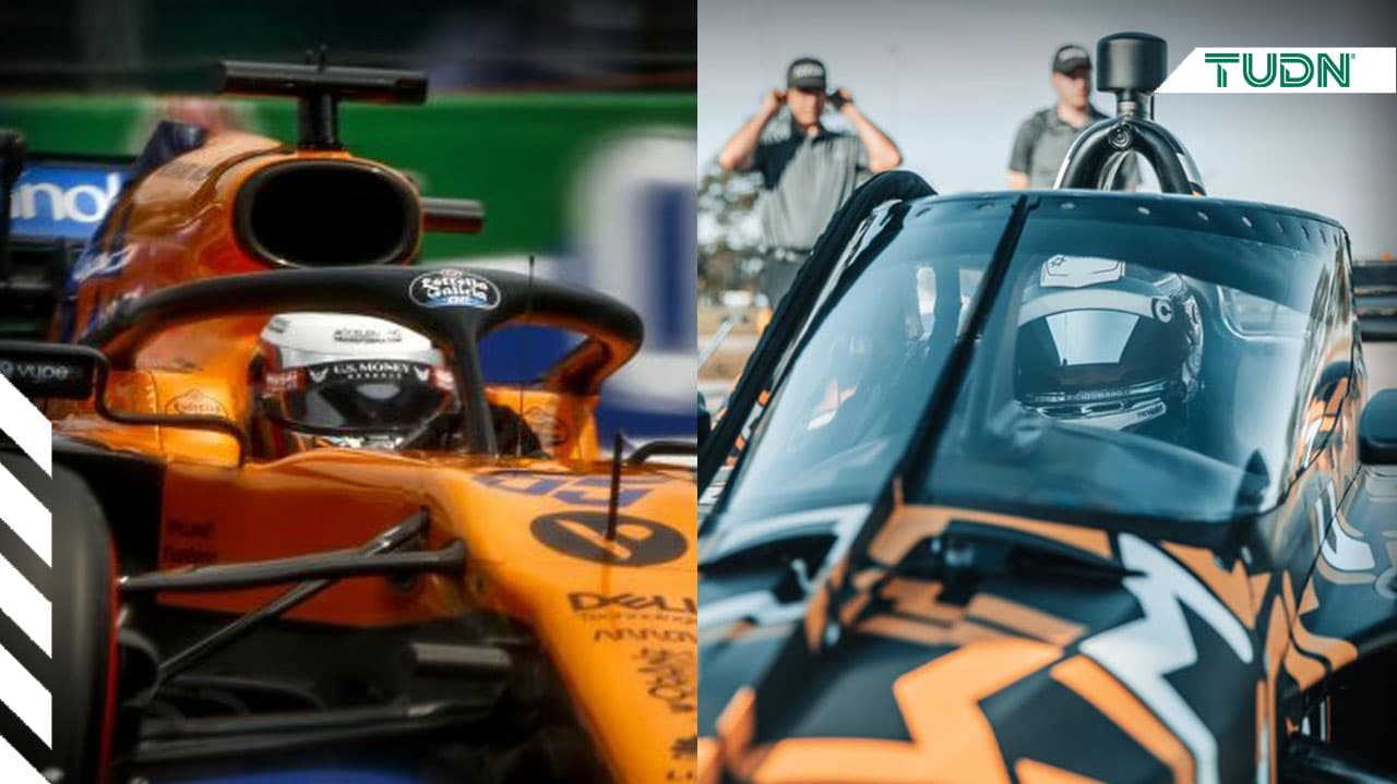 Comparación del 'Halo' en el McLaren de Fórmula Uno y el 'Aeroscreen' en el Arrow McLaren de Indy Car.