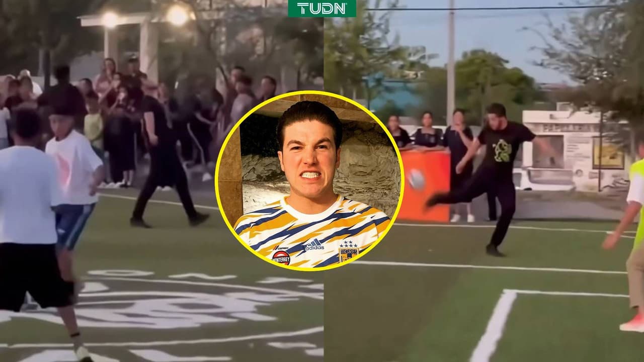 Samuel García, gobernador de Nuevo León marca un golazo durante una cascarita