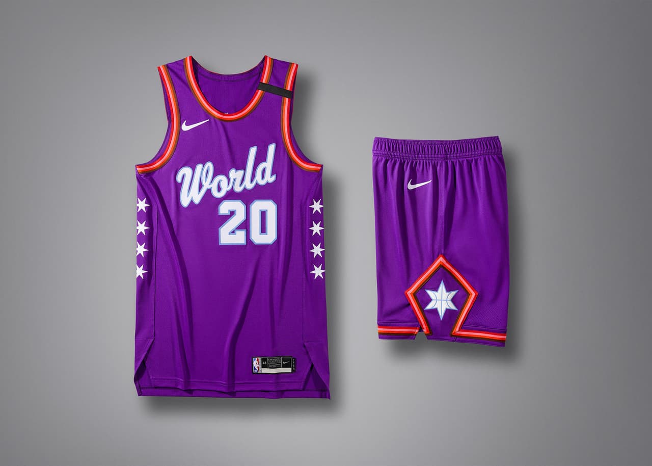 <b>Juego Rising Stars</b>
<br>Estos uniformes harán honor a las líneas naranja y morado. Los shorts tendrán la estrella un poco más pequeña y mejor vistosa.