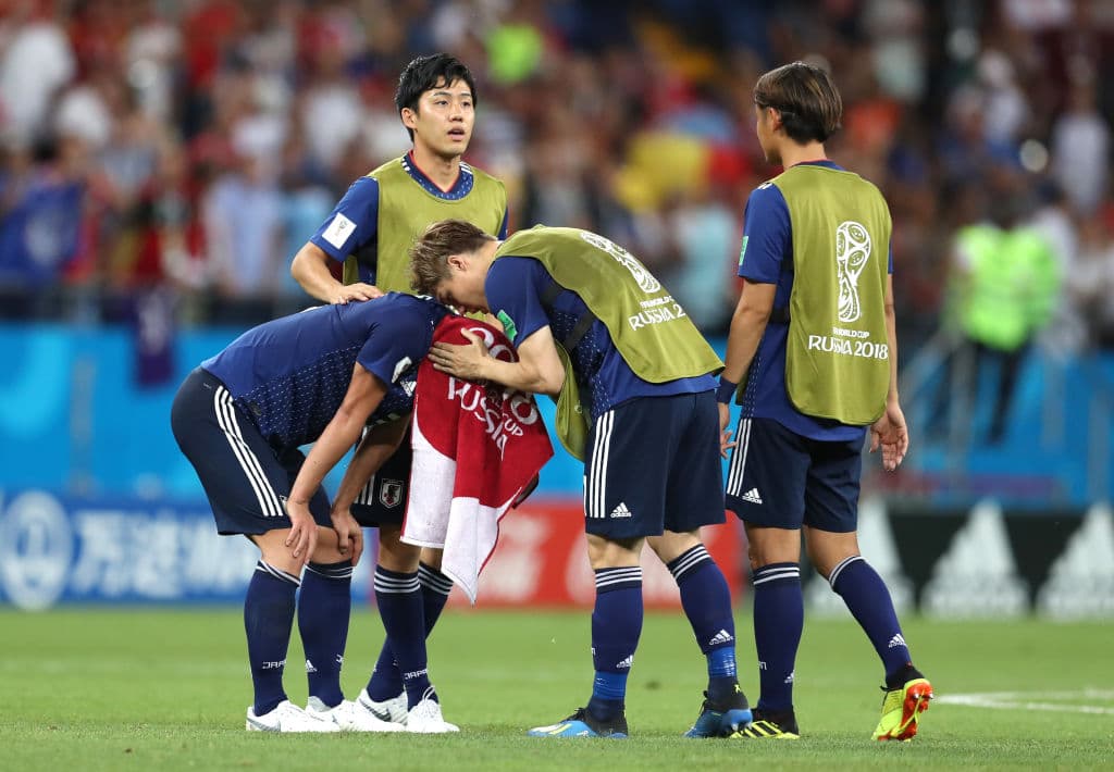 Japón clasificó por tercera vez en su historia a octavos de final tras ser segundo del Grupo H; venció a Colombia (2-1), empató con Senegal (1-1) y cayó con Polonia (0-1). En octavos salió ante Bélgica (2-3)