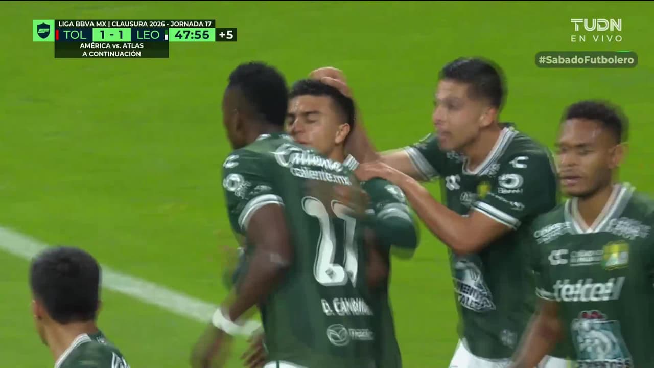 ¡El León sueña con Liguilla! Golazo de Cambindo para poner el 1-1 vs Toluca