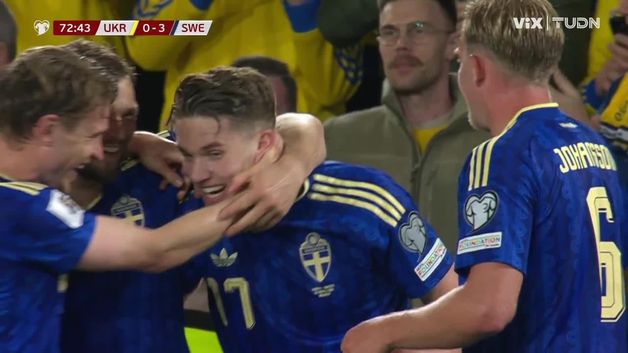 Repechaje Mundial 2026: Gol de Viktor Gyökeres, Ucrania 0-3 Suecia
