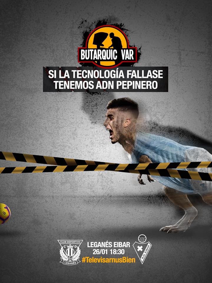 Al equipo madrileño no le ha ido bien con el VAR y luego del sonado gol de Luis Suárez con plancha sobre su portero, sacaron este cartel para el siguiente partido en casa contra el EIbar.