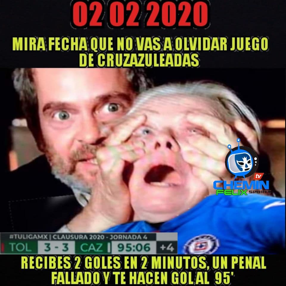 Cruz Azul la 'cruzazuleo' en el minuto 94 ante Toluca y los memes se comen a la Máquina.