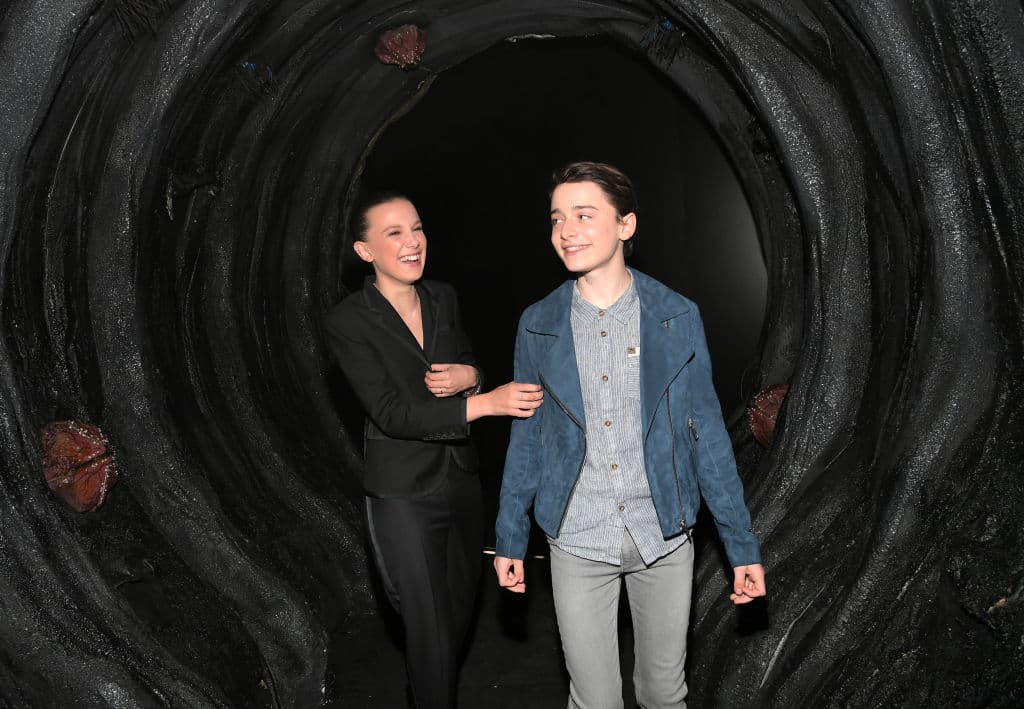 LOS ANGELES, CA - MAY 19: Millie Bobby Brown and Noah Schnapp attend The "Stranger Things 2" Panel At Netflix FYSEE on May 19, 2018 in Los Angeles, California. (Photo by Charley Gallay/Getty Images for Netflix)
