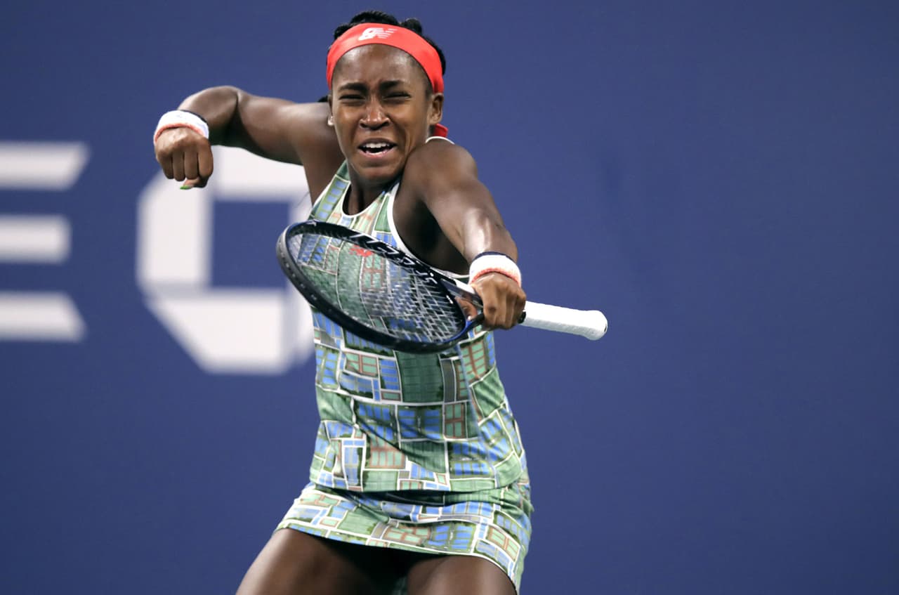 Coco Gauff festeja su triunfo.