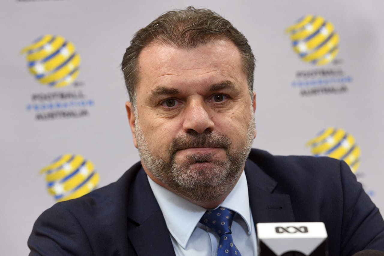 Australia's national football coach Ange Postecoglou reacts during a press conference after announcing his resignation in Sydney on November 22, 2017. An emotional Ange Postecoglou said on November 22 he will not take Australia to the World Cup next year after a lengthy qualification campaign, leaving the team just months to find a new coach for Russia. / AFP PHOTO / William WEST (Photo credit should read WILLIAM WEST/AFP/Getty Images)