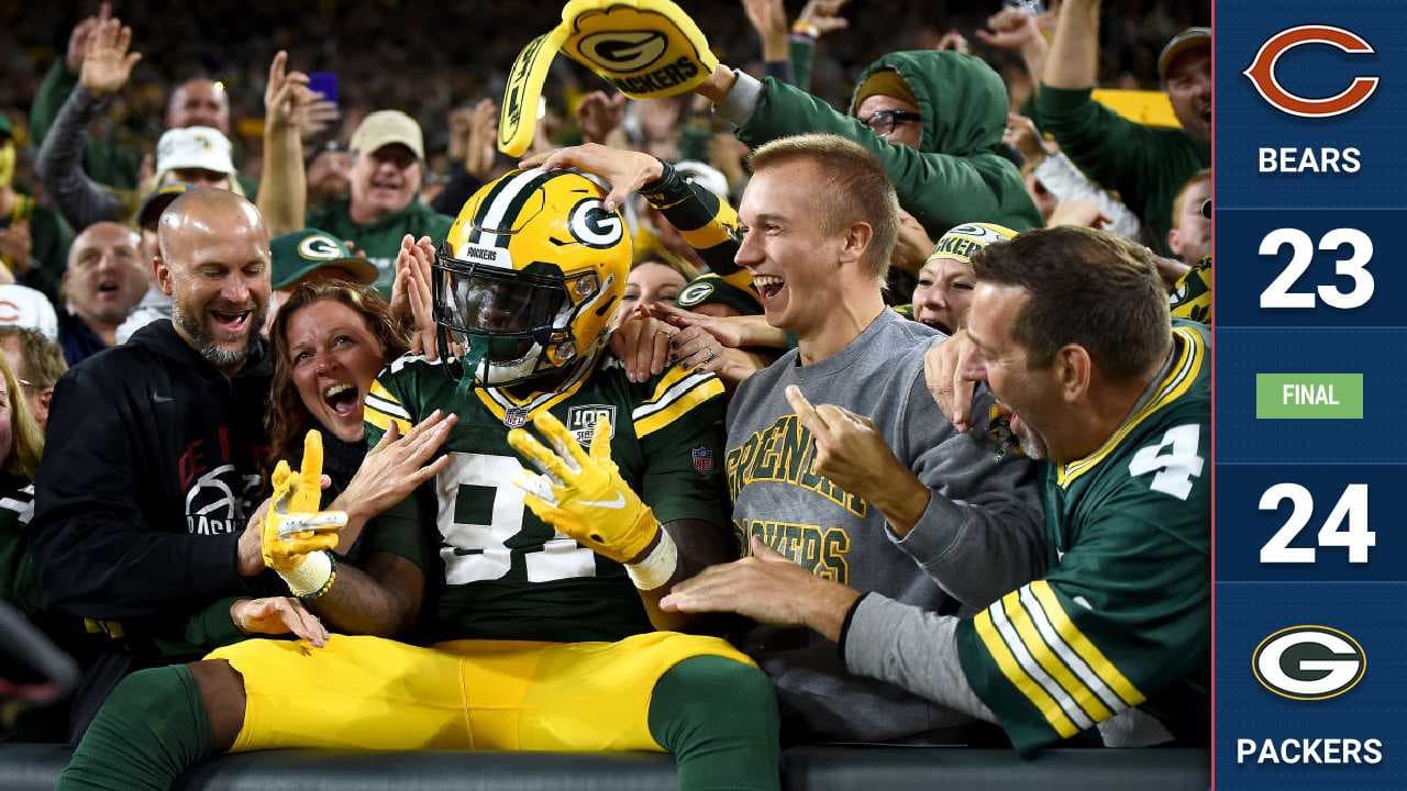 Remontando un déficit de 20 puntos, los Packers regresaron para ganar 24-23 a los Bears. Aaron Rodgers completó 20 de 30 pases para 286 yardas y tres pases de touchdown en su hazaña.