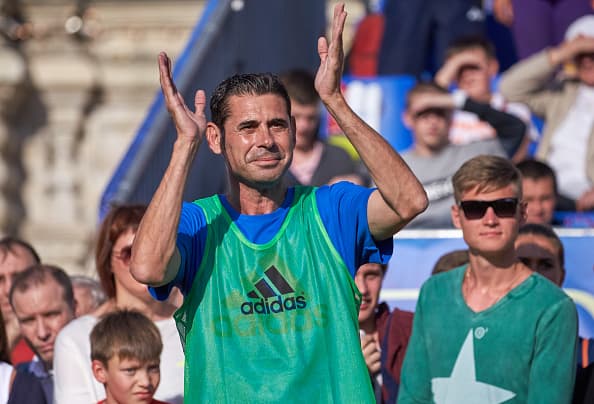 MOSCOW, RUSSIA - SEPTEMBER 18: Football player Fernando Hierro during FIFA '1000 Days to Go' - Russia 2018 at the Red Square on September 18, 2015 in Moscow, Russia. (Photo by Oleg Nikishin - FIFA/FIFA via Getty Images)