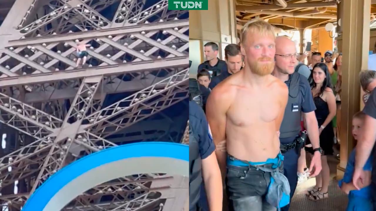 Arrestan a hombre por escalar la Torre Eiffel en último día de Paris 2024