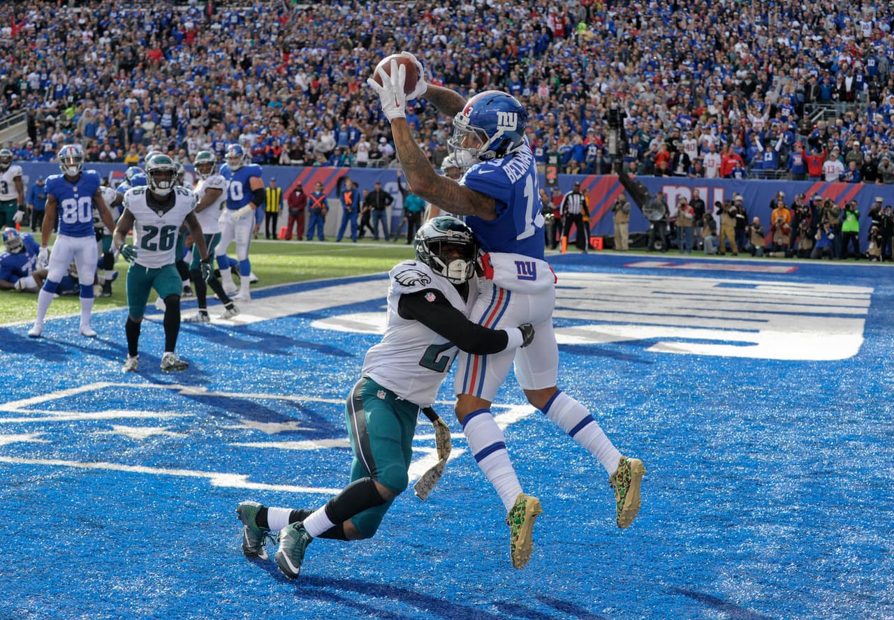 Odell Beckham Jr. tuvo su segundo partido con dos anotaciones en la temporada.