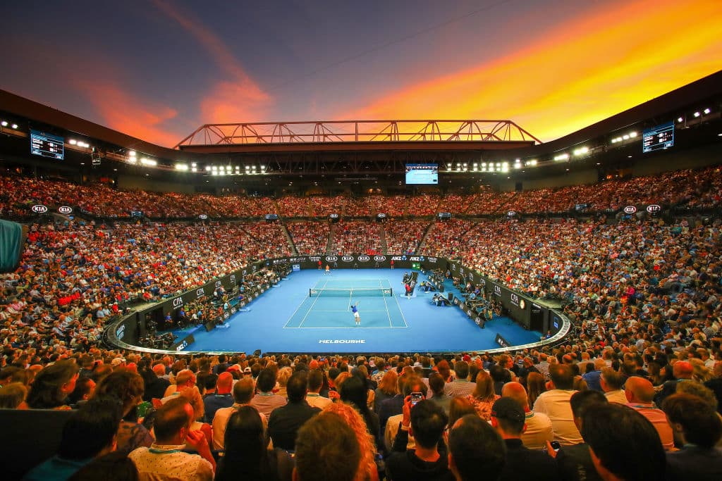 Un atardecer espectacular acompañó la Final de la edición 107 del Abierto de Australia en el Rod Laver Arena de Melbourne.