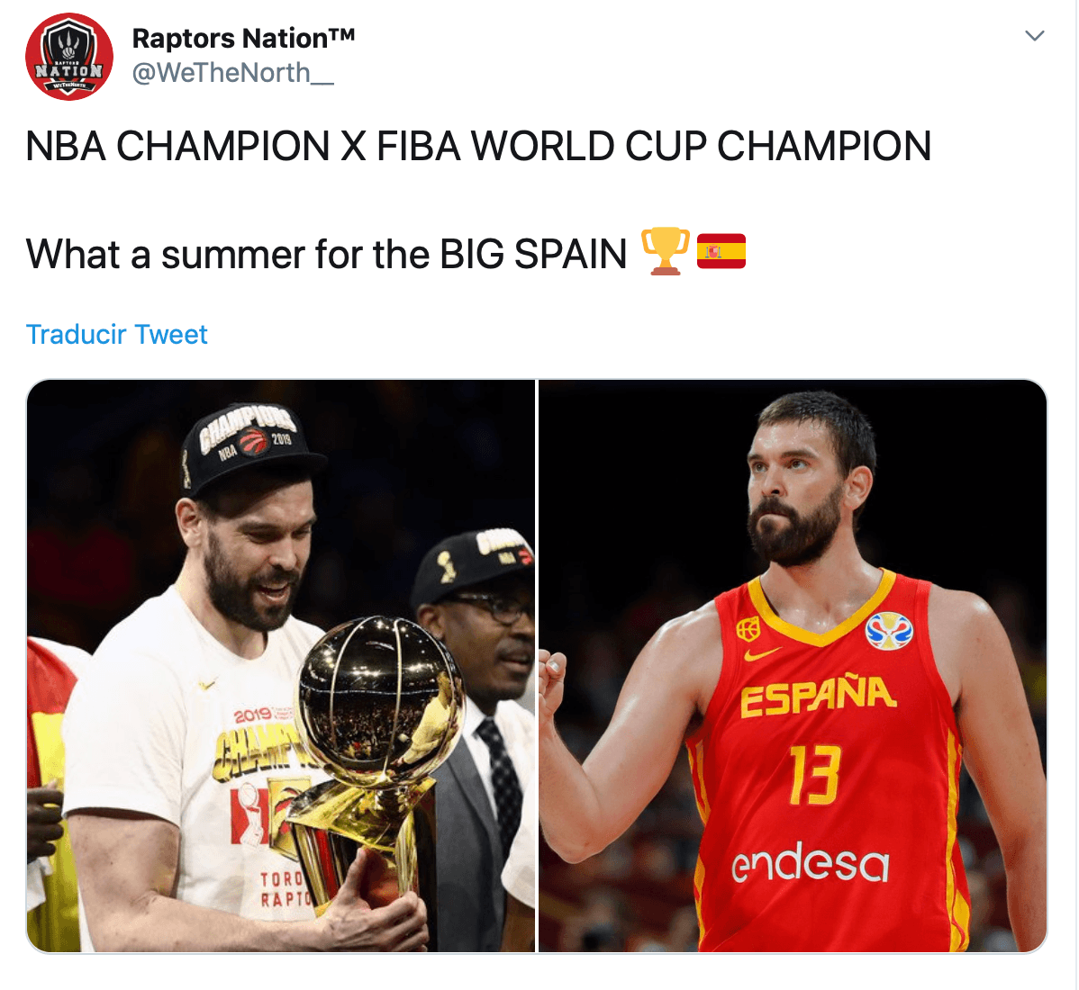 Raptors felicita a su campeón.