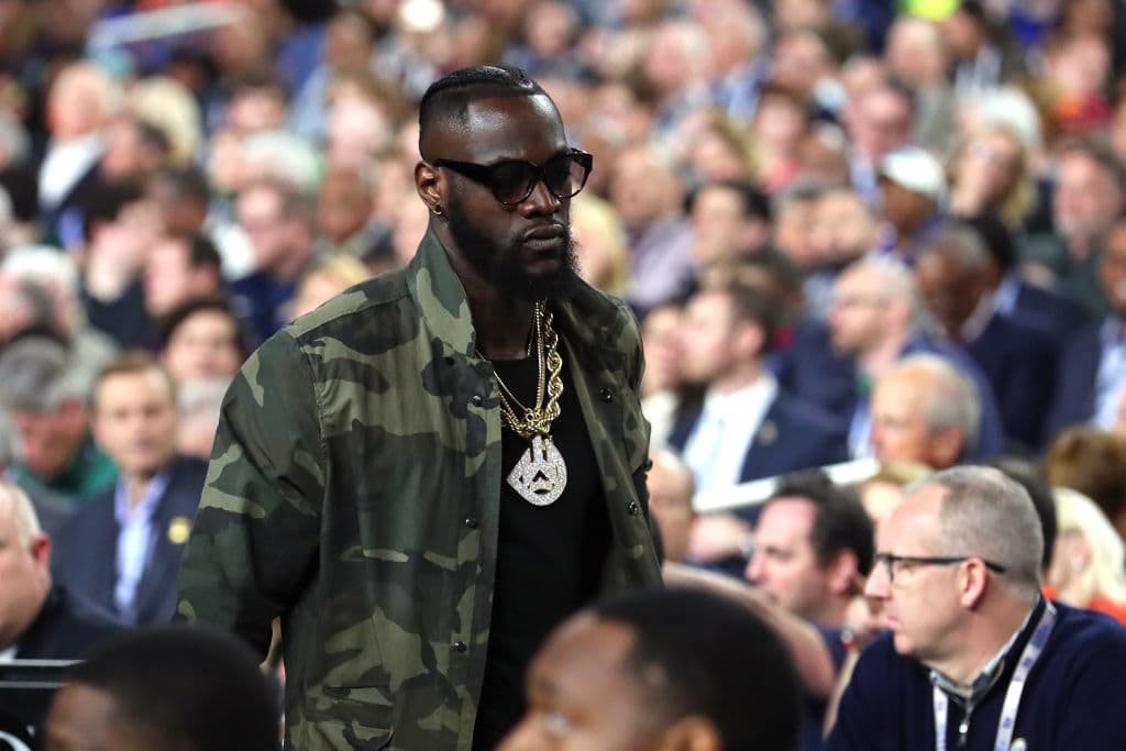 MINNEAPOLIS, MINNESOTA - APRIL 06: Professional boxer Deontay Wilder attends the 2019 NCAA Final Four semifinal between the Auburn Tigers and the Virginia Cavaliers at U.S. Bank Stadium on April 6, 2019 in Minneapolis, Minnesota. (Photo by Tom Pennington/Getty Images)