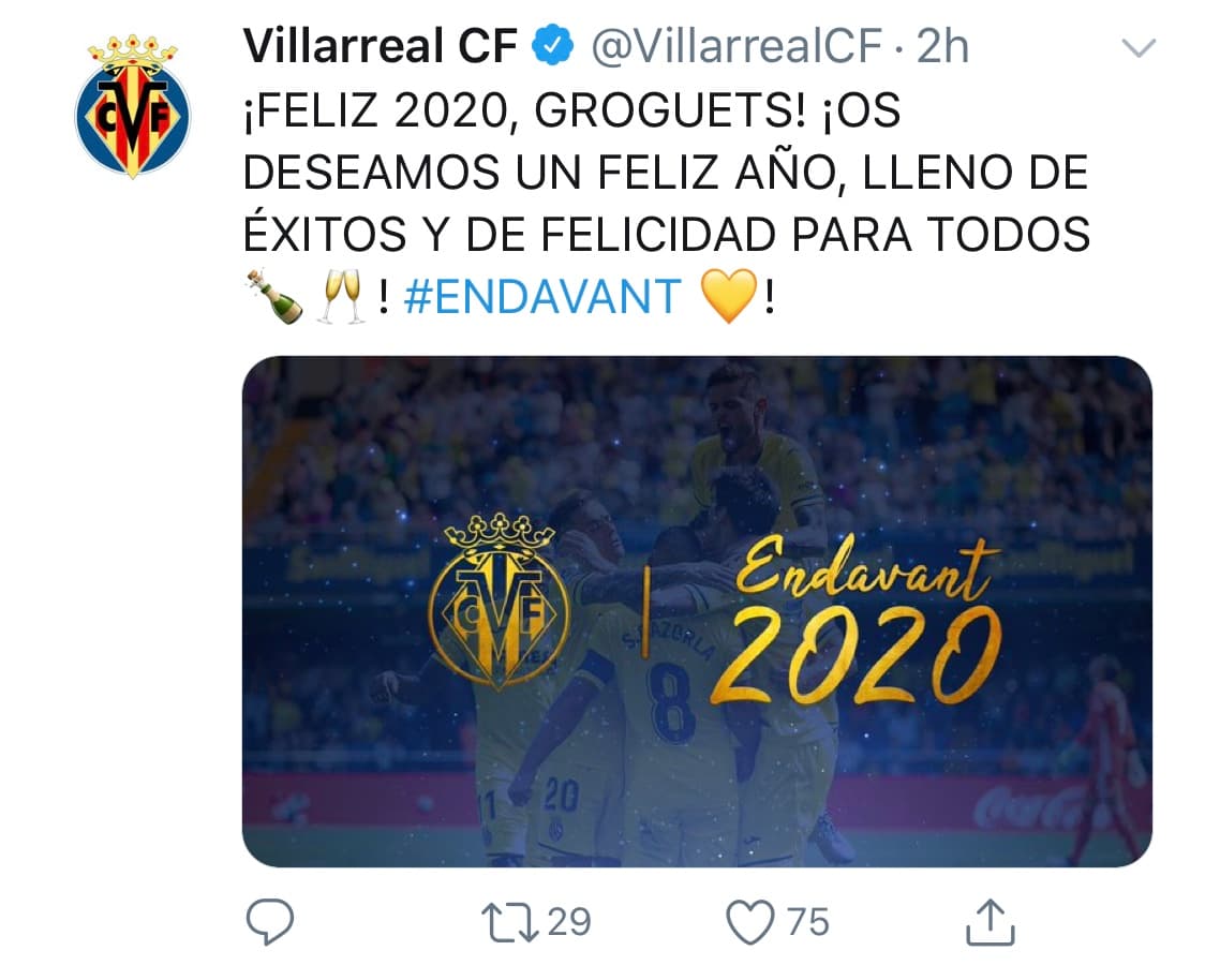 Jugadores entrenadores y clubes desean un gran 2020 a todos sus aficionados.