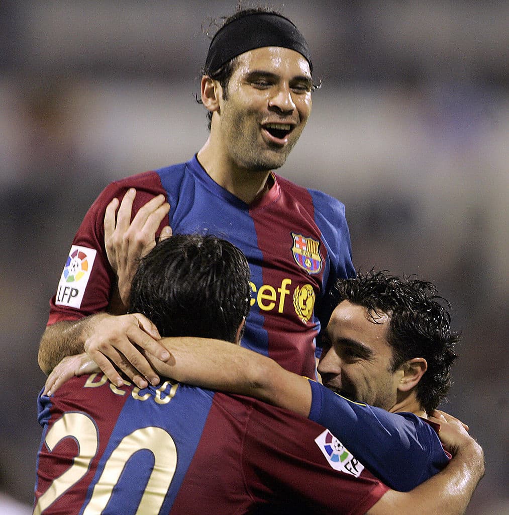 Xavi Hernández, Rafa Márquez y Deco.