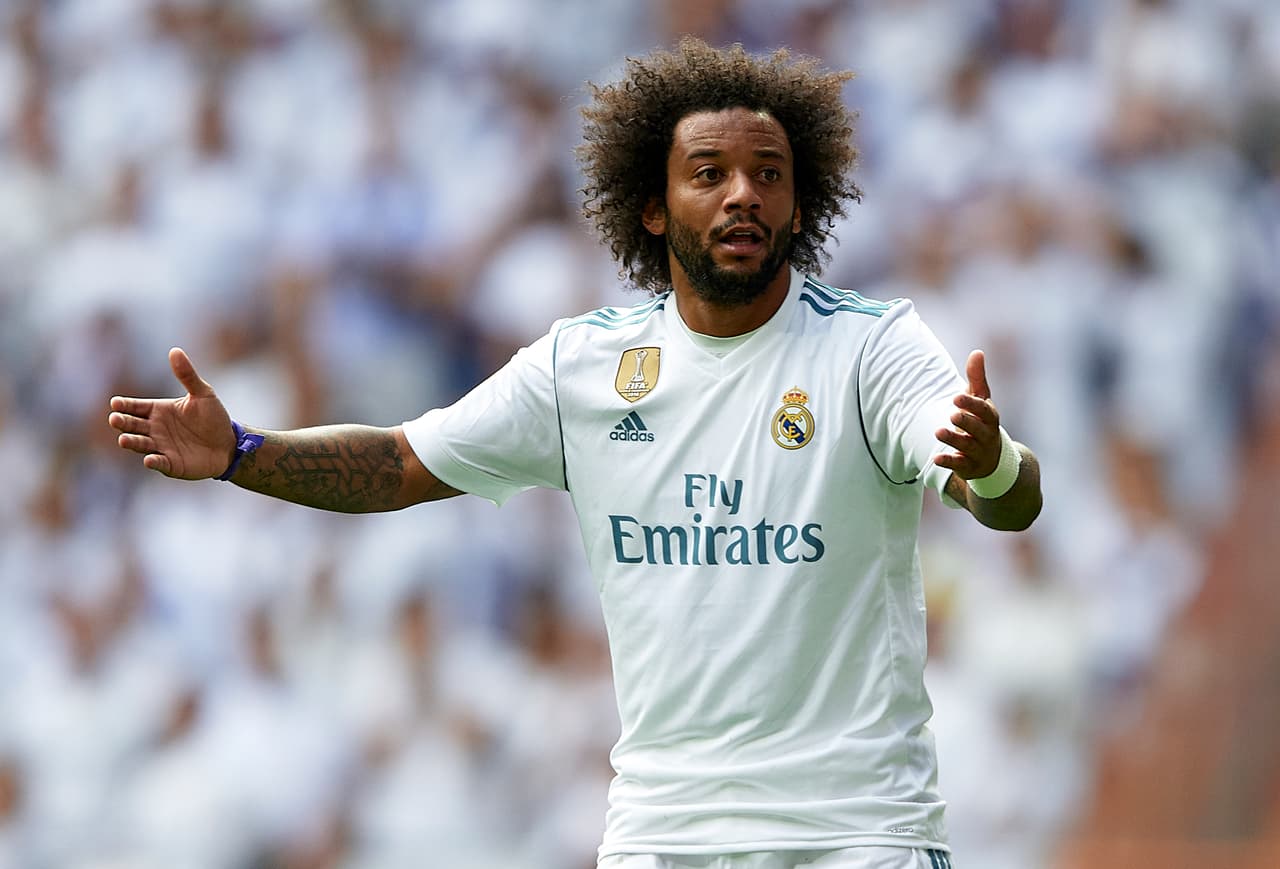 MADRID, SPAIN - SEPTEMBER 09: Marcelo of Real Madrid reacts during the La Liga match between Real Madrid and Levante at Estadio Santiago Bernabeu on September 9, 2017 in Madrid, Spain. (Photo by Manuel Queimadelos Alonso/Getty Images)