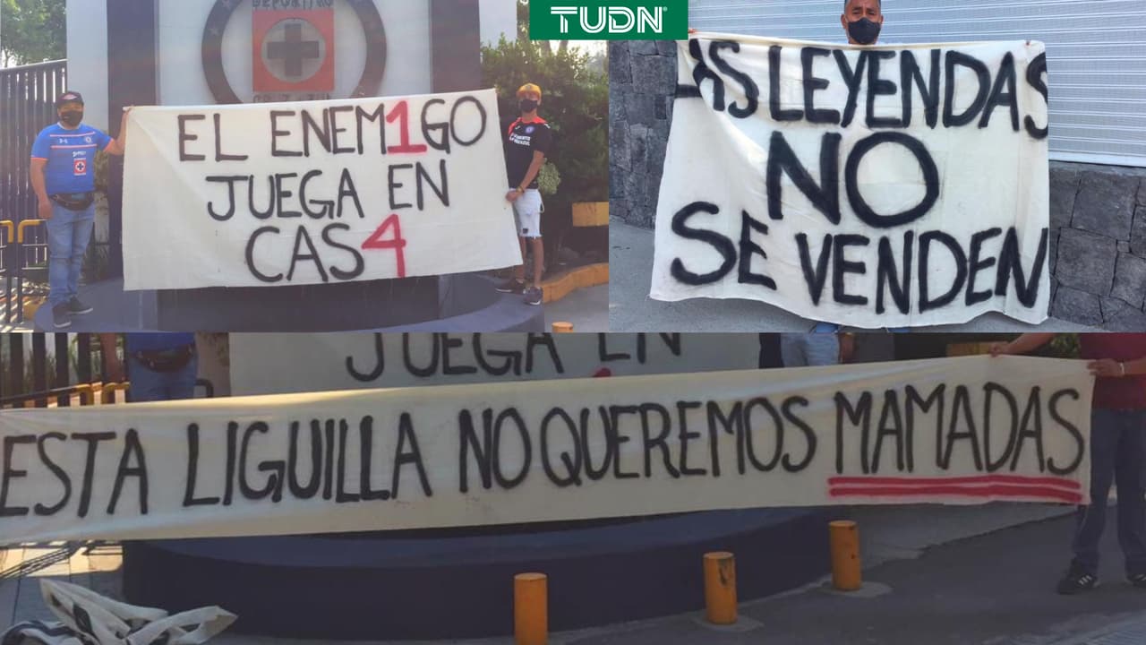 Aficionados advierten con mantas a Cruz Azul previo a liguilla