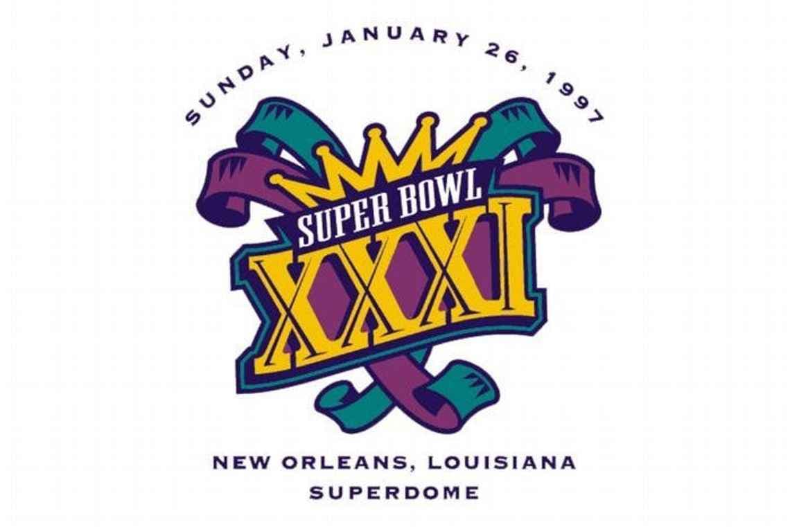 Super Bowl XXXI - Otro de los logos que con solo verlo y con los colores representativos de la ciudad, sabemos en donde se jugó.