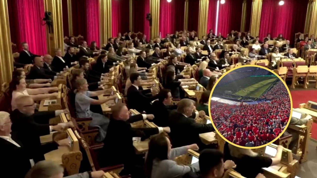 Parlamento de Noruega imita el remo vikingo para apoyar a su selección