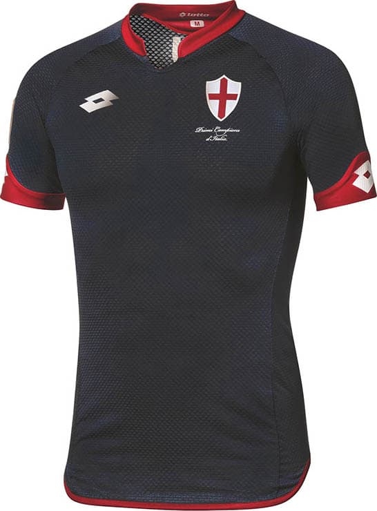 Para el 2015, el Genoa utilizó esta playera como su tercera equipación para celebrar que son el primer campeón del fútbol italiano, título conseguido en 1893.