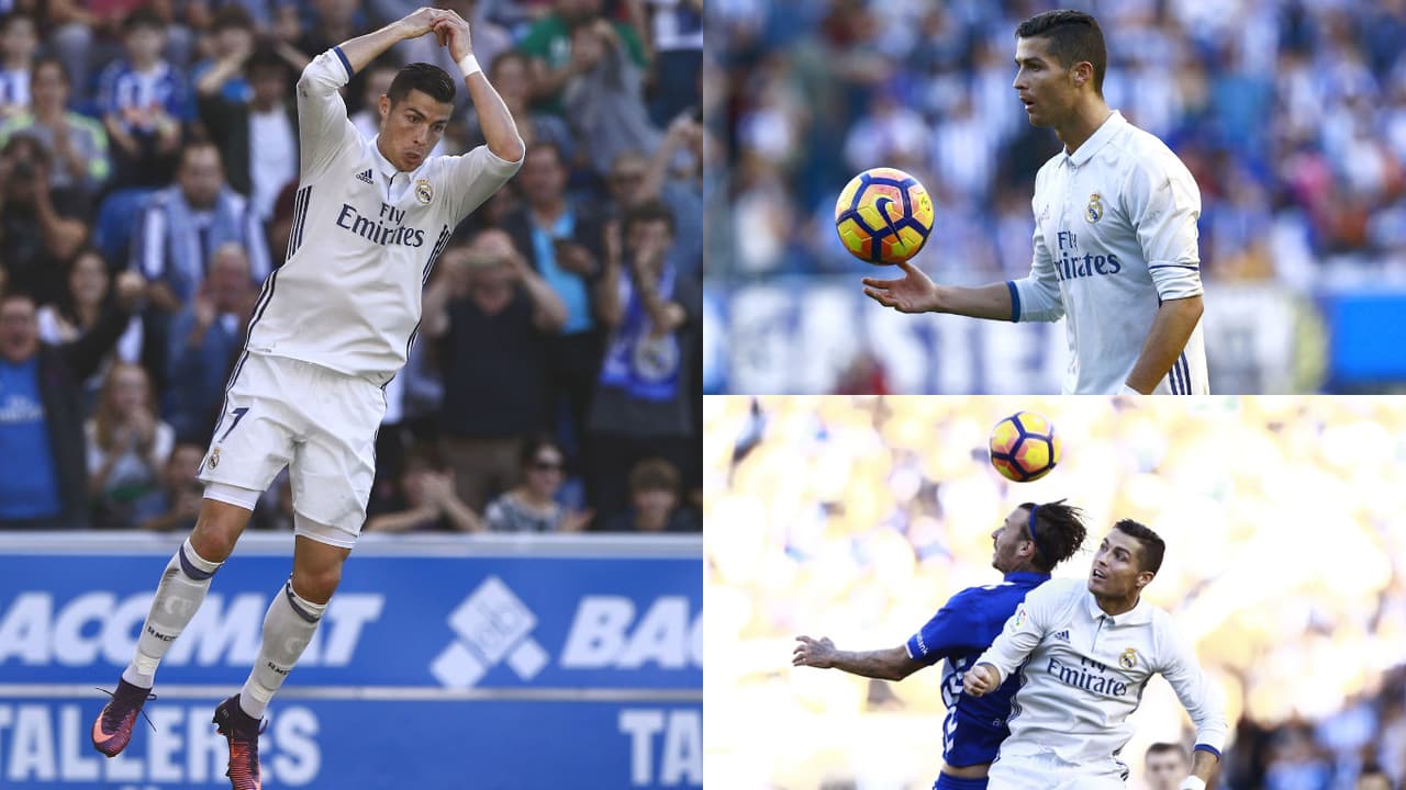 Cristiano Ronaldo fue el protagonista en la goleada de su equipo, que se ubica como líder de la Liga de España con este triunfo.