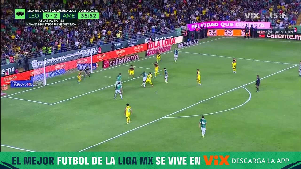 ¡Gol del León! Cambindo aprovecha el error en defensa para el 1-2