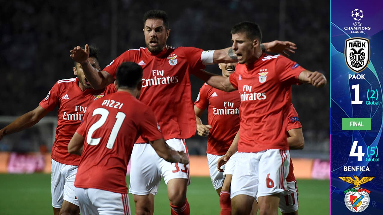 Benfica golea en Grecia y se mete en la fase de grupos de la Champions