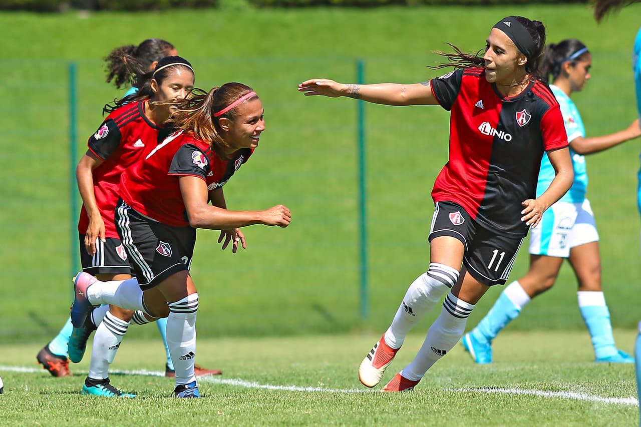Zapopan, Jalisco, 4 de agosto de 2018. Ana García en festejo de gol, durante el juego de la jornada 4 del torneo Apertura 2018 de la Liga MX Femenil, entre las Rojinegras del Atlas y Querétaro Femenil, celebrado en Atlas Colomos. Foto: Imago7/Jorge Barajas