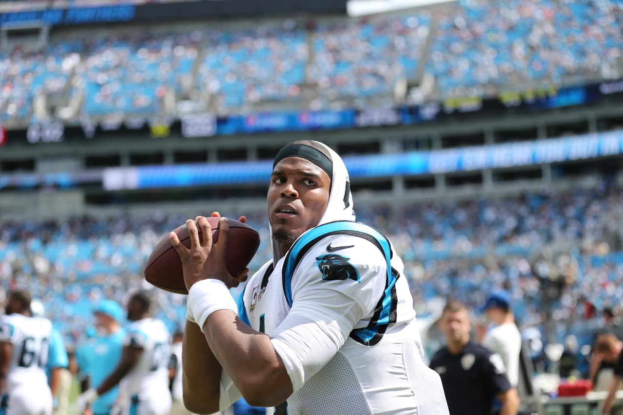Carolina Panthers Cam Newton (1) during an NFL football game against the San Francisco 49ers on Sunday, Sept.18,2016, in Charlotte. ( Tom DiPace via AP)