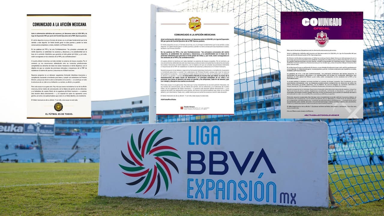 Clubes de Liga de Expansión MX anuncian acciones por desaparición del ascenso y descenso