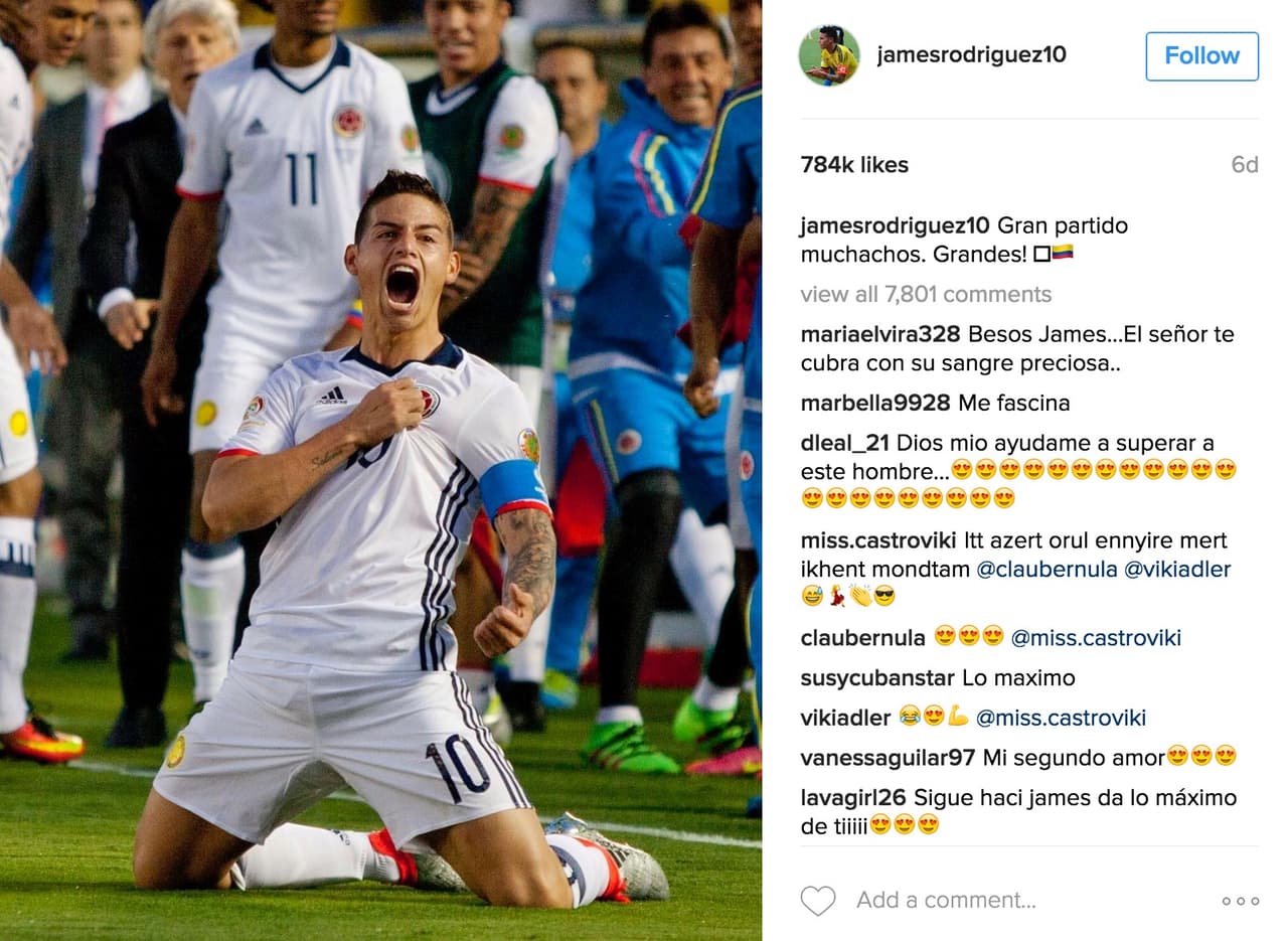7. James Rodriguez después de ganarle a Paraguay.