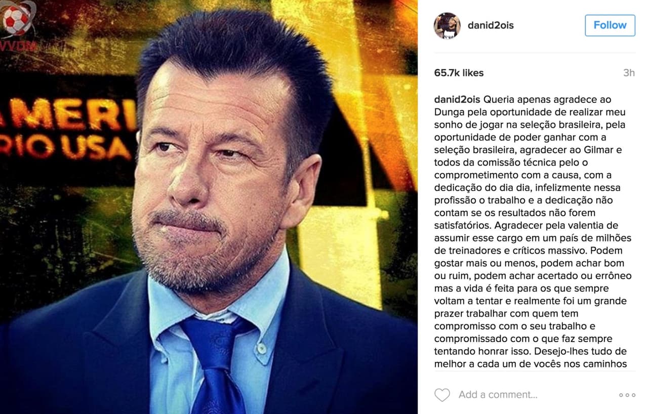 Dani Alves agradece a Dunga.