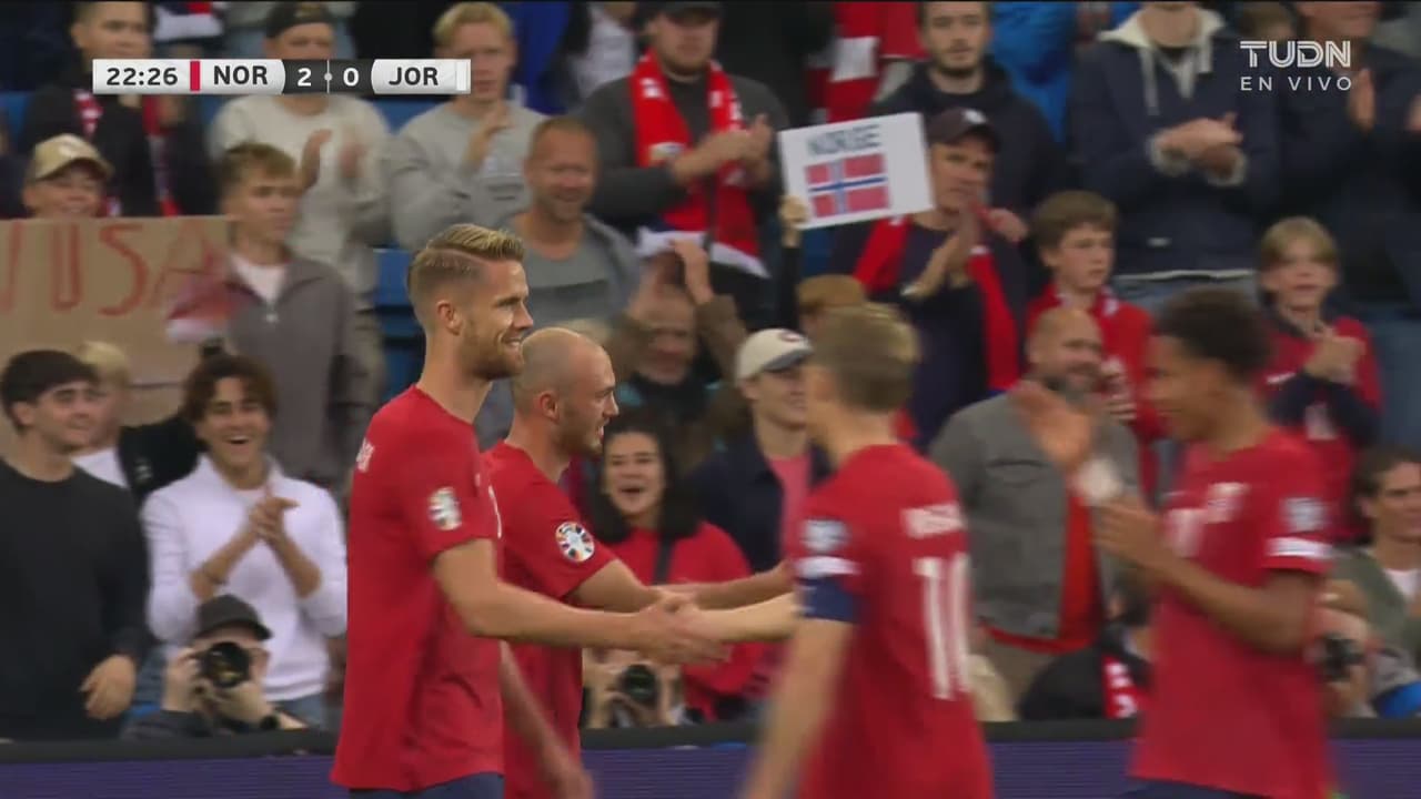 ¡Cabezazo de Ajer para el 2-0 de Noruega ante Jordania!