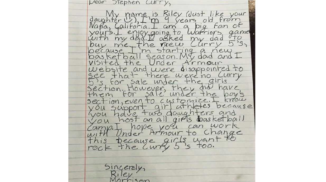 La carta de Riley Morrison.