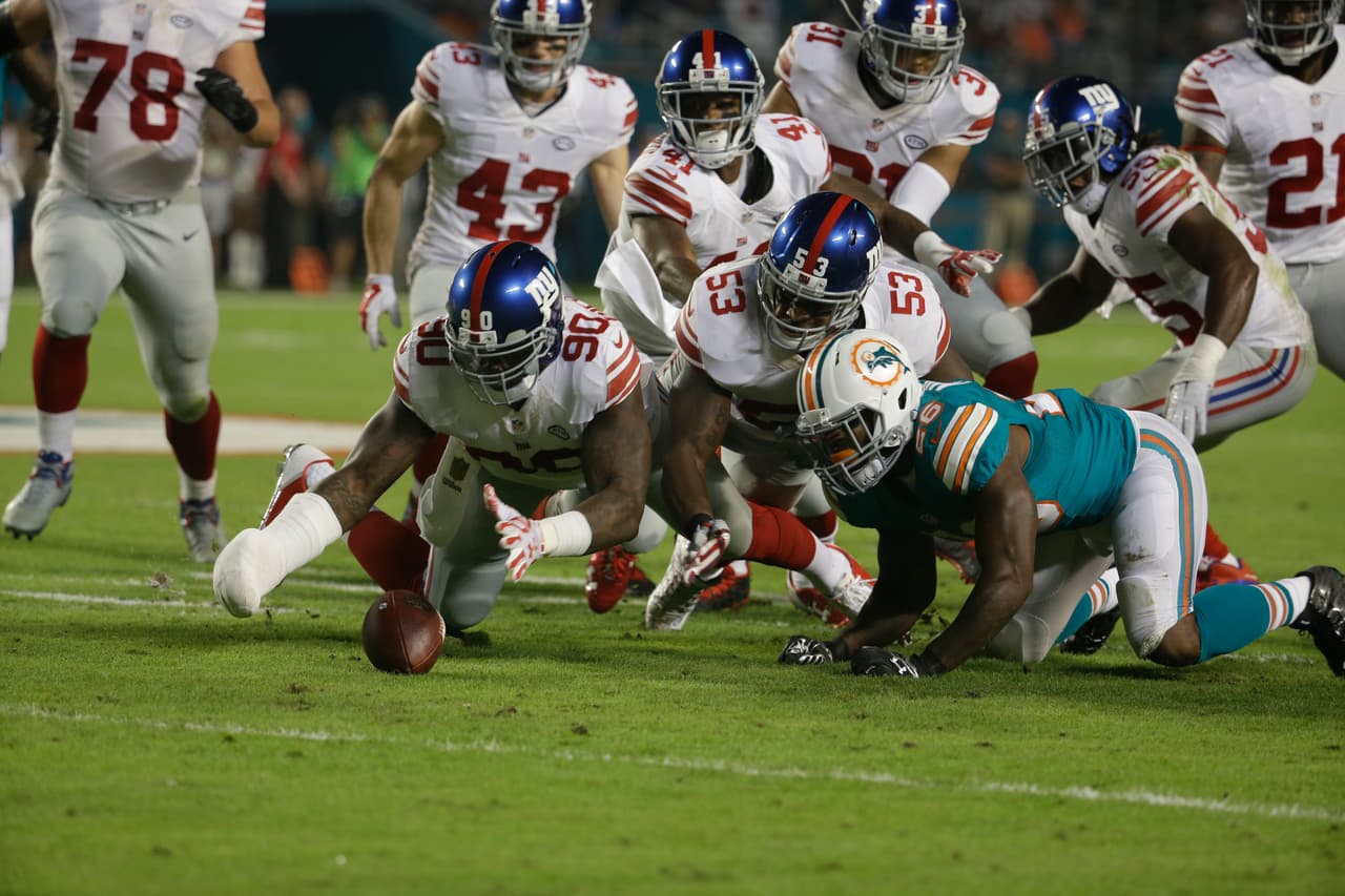 Valiosa victoria para los Giants sobre los Dolphins 31-24, para empatar en la cima de la loca NFC Este.