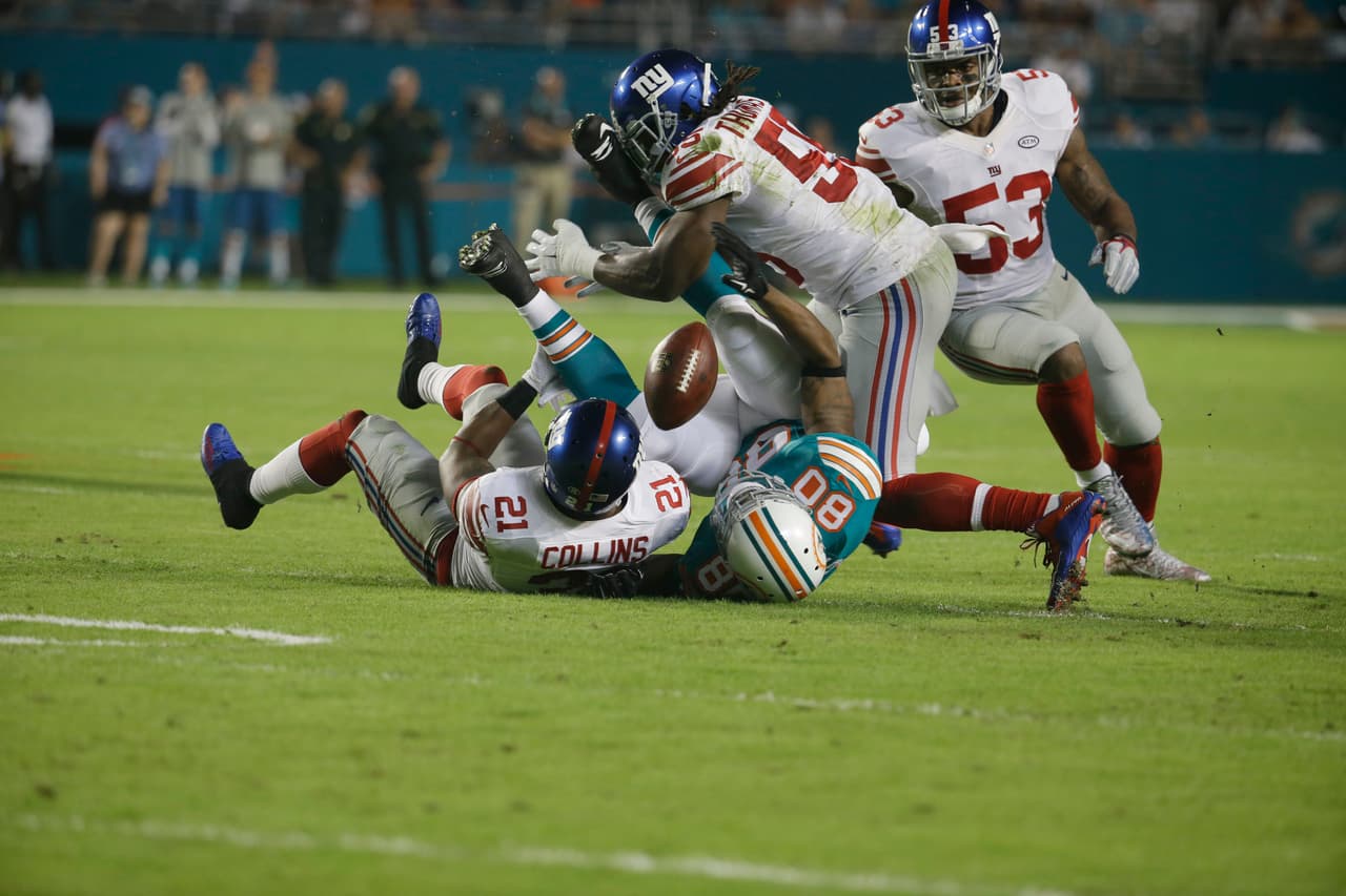 Valiosa victoria para los Giants sobre los Dolphins 31-24, para empatar en la cima de la loca NFC Este.