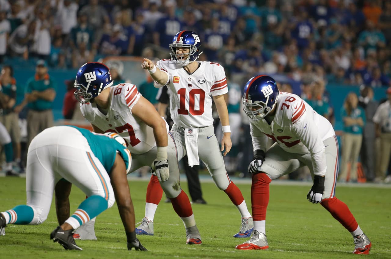 Valiosa victoria para los Giants sobre los Dolphins 31-24, para empatar en la cima de la loca NFC Este.