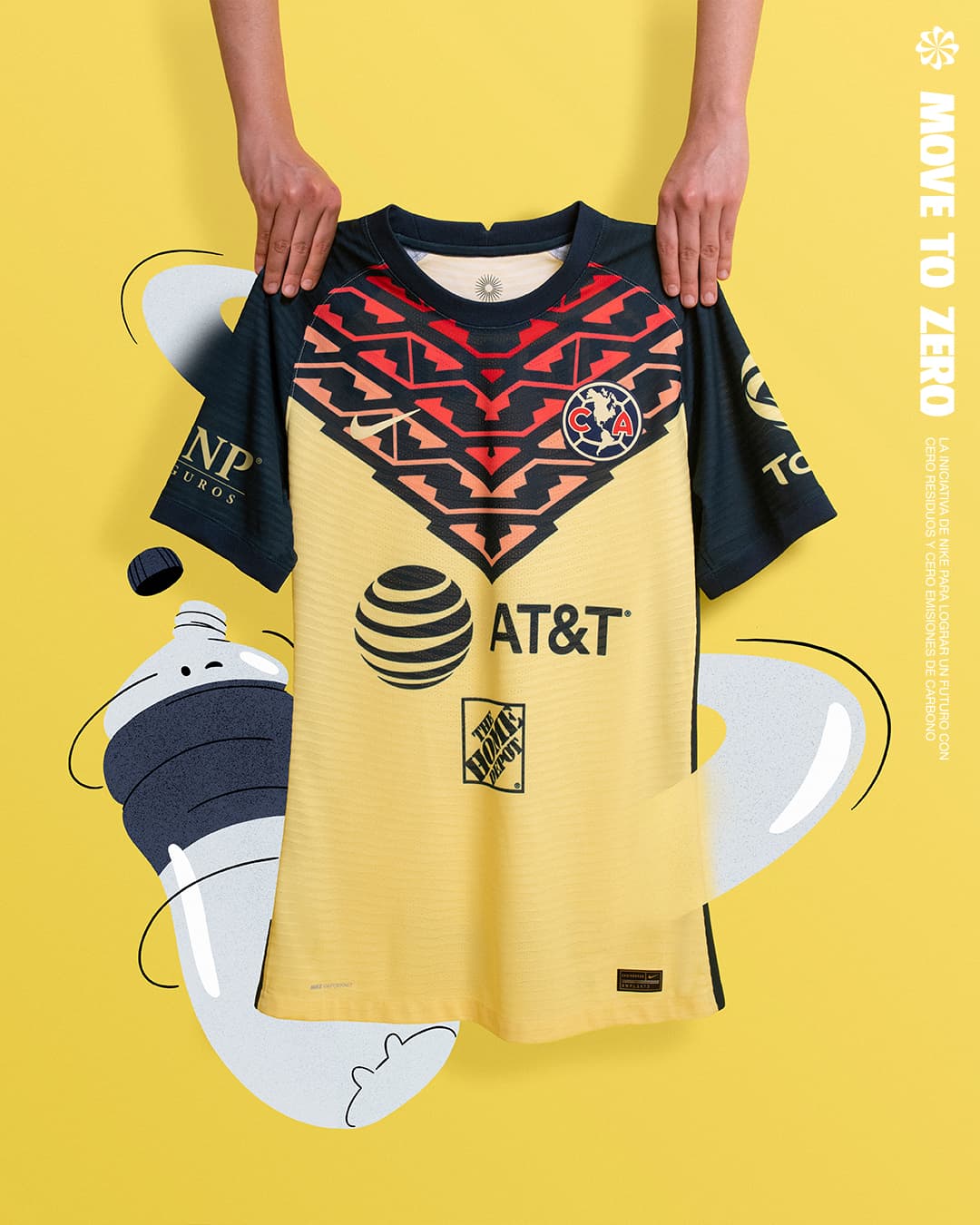 Club América presentó su nuevo jersey hecho con botellas de plástico reciclables.