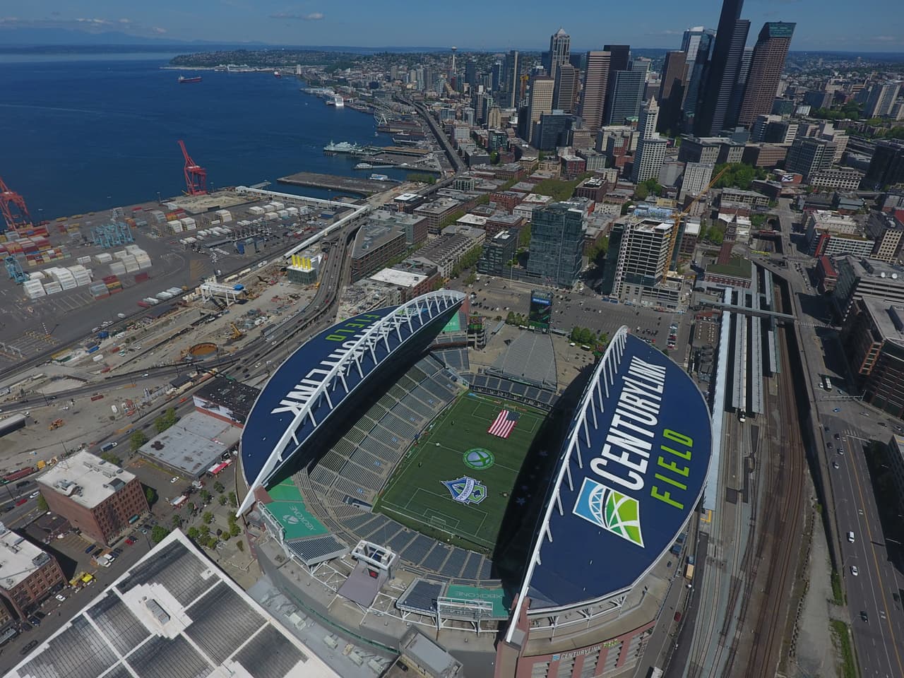 Vista aérea del CenturyLink Park, casa de los Seahawks y los Sounders.