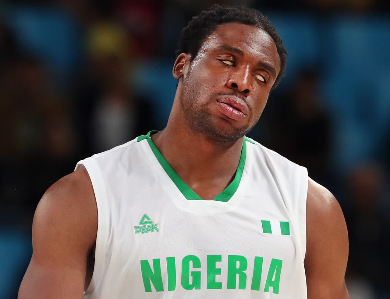 El basquetbolista Ike Diogu (Nigeria) durante el partido clasificatorio ante España.